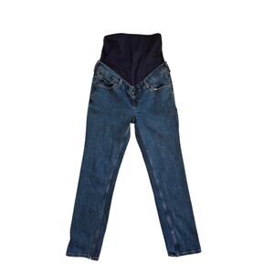 Abercrombie & Fitch Straight-Leg Maternity Jeans in Dark Blue with Navy Panel